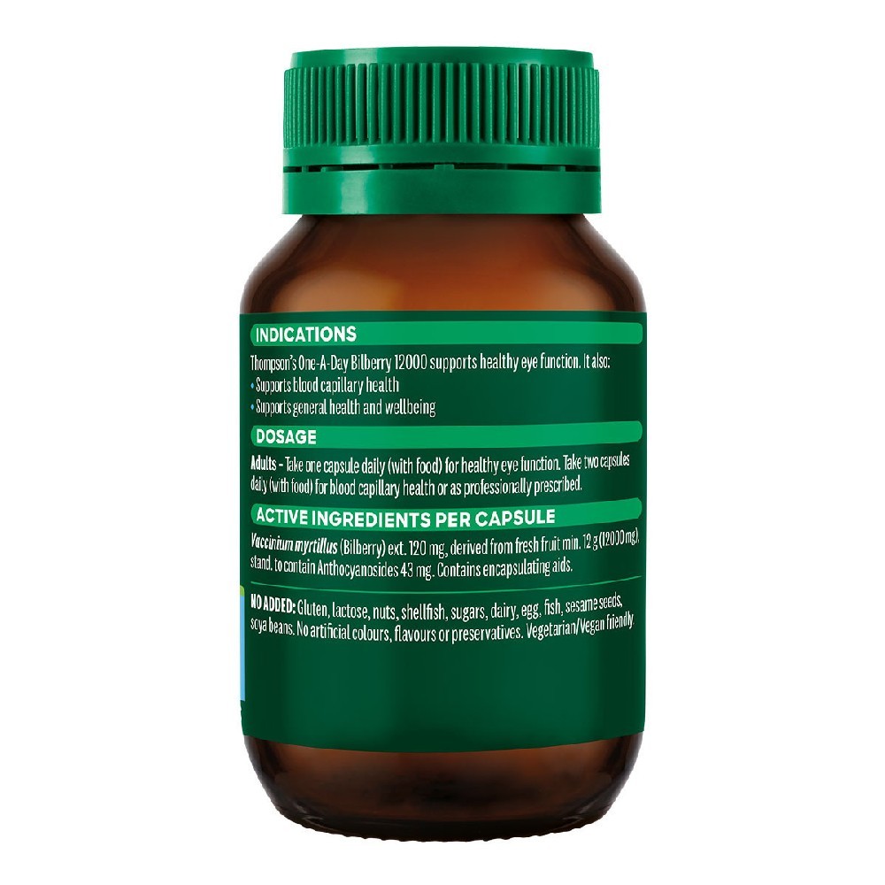 Thompson Bilberry 12000 ONE-A-DAY Supports Healthy Eye Function 60 Capsules