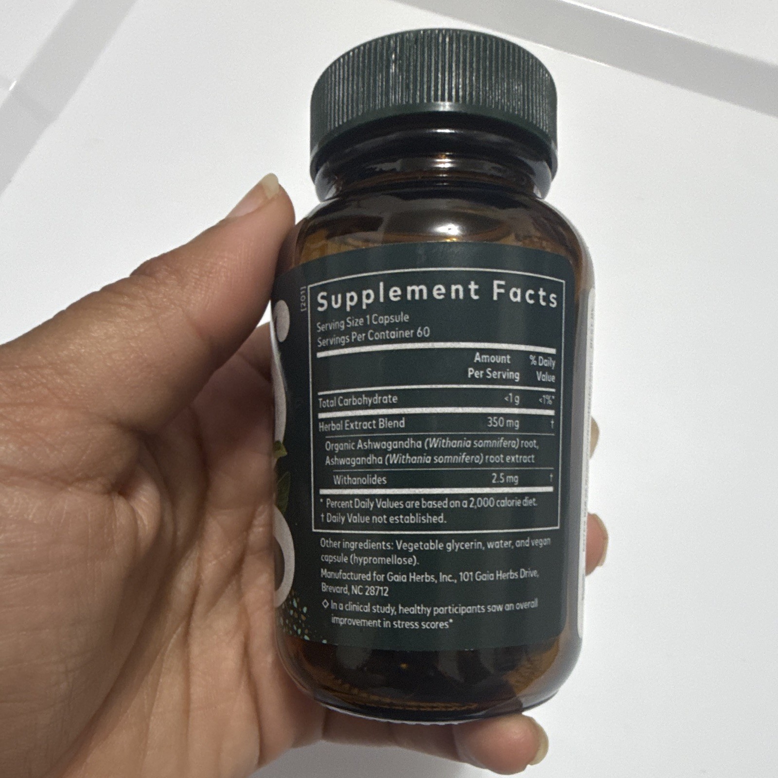Gaia Herbs Ashwagandha Root Stress Support 60 Liquid Phyto-Caps New Sealed