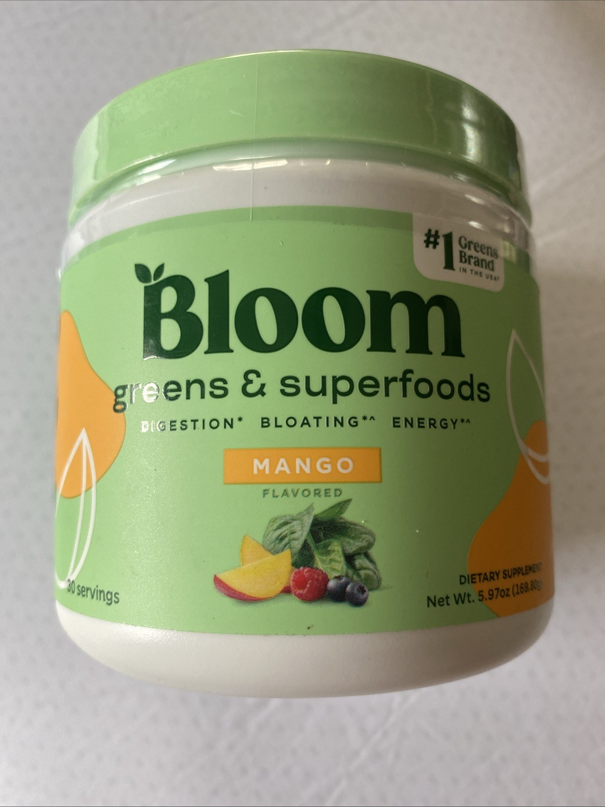 Bloom Greens Superfood Powder Mango 30 Servings Digestion Bloat Relief