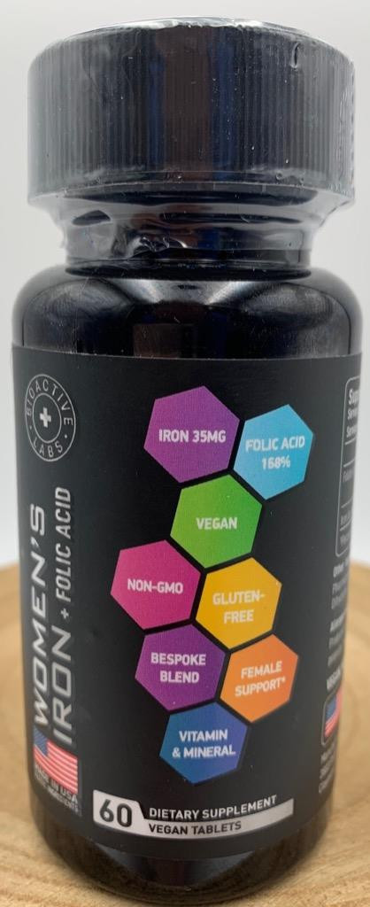 Women’s – Iron / Folic Acid – Dietary Supplement. Gluten Free, Non-GMO, Vegan 60