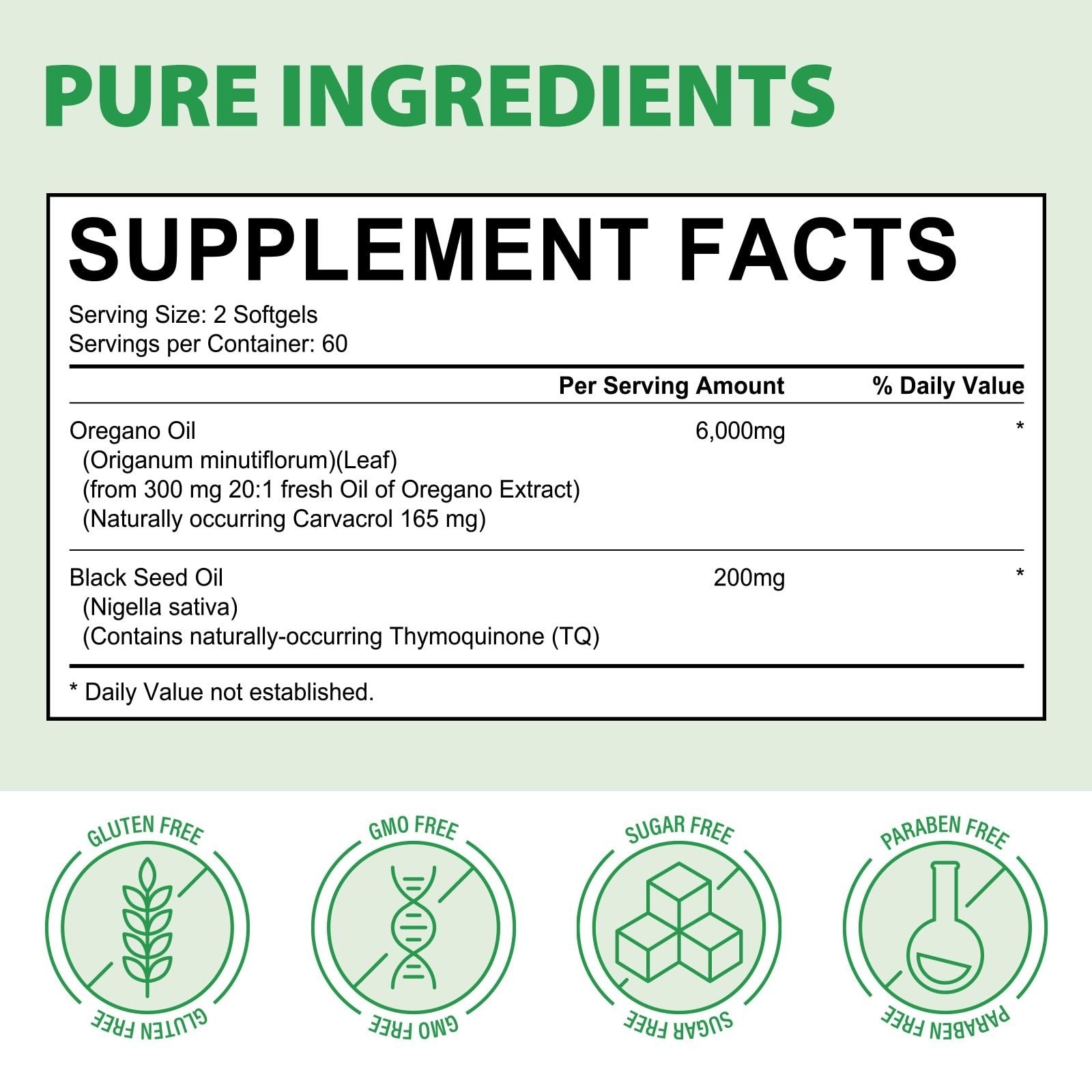Oil of Oregano Softgels 6000mg with Black Seed Oil 240 Count