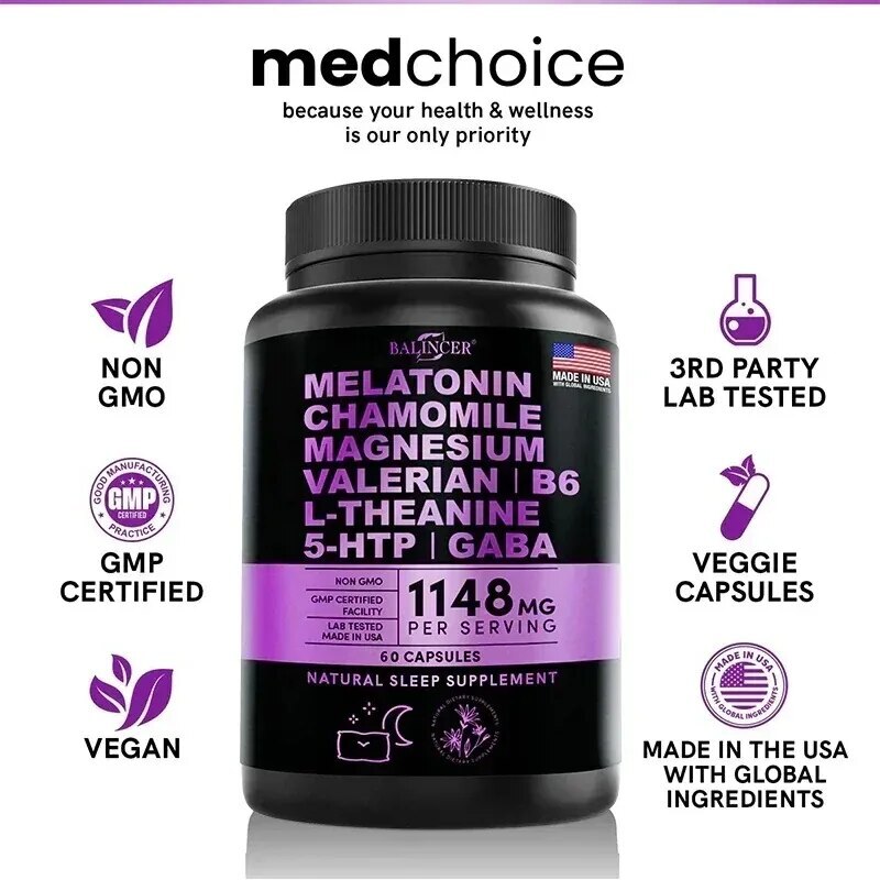 Sleep Support Capsules Improve Sleep Quality Relieve Stress Sleep w/Vitamin B6