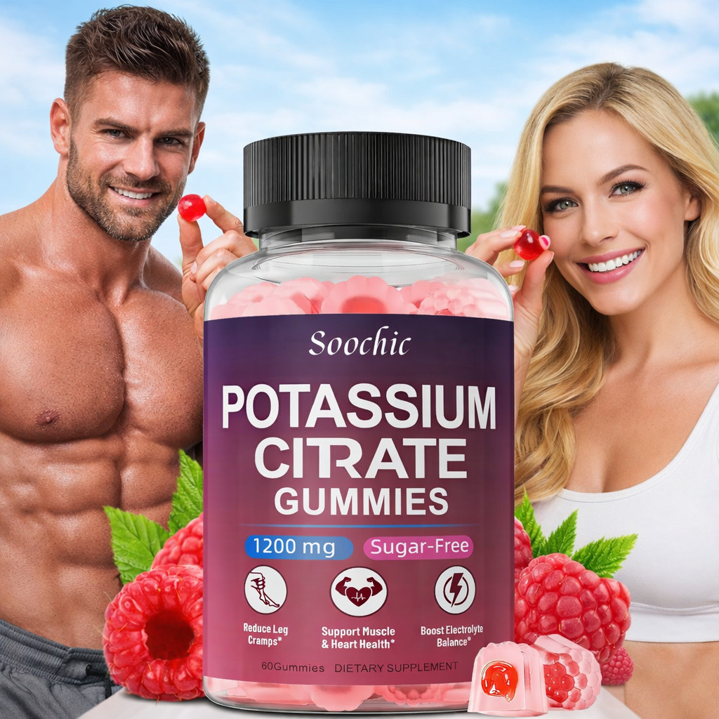 Potassium Citrate Gummies – 1200mg Chewable Potassium Men & Women (60 Count)Musc