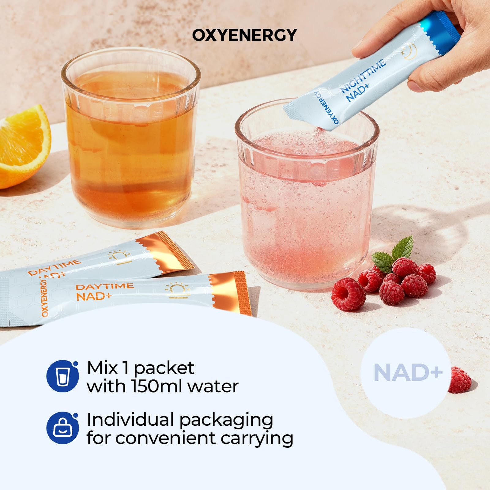 OxyEnergy NAD Supplement 1550 mg-Daytime 7 Ounce (Pack of 1), Orange & Berry