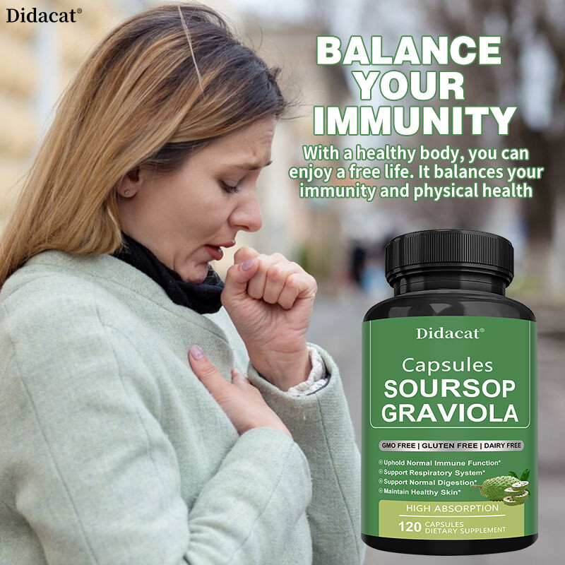 30/60/120 Capsules GRAVIOLA SOURSOP Leaf Extract 1950mg Annona Muricata
