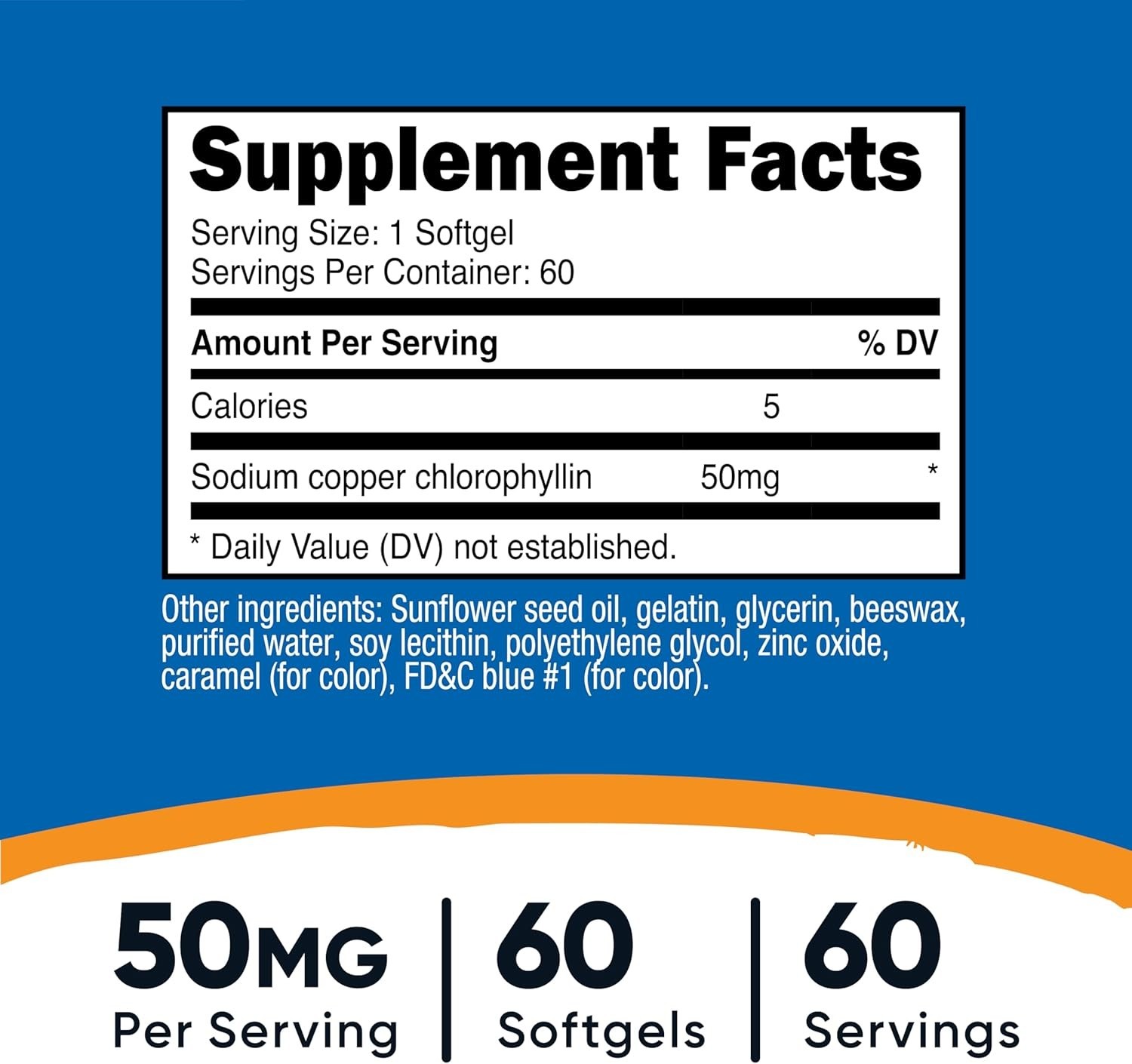 Nutricost Chlorophyll (50mg) ~ 60 Softgels ~ Gluten-Free