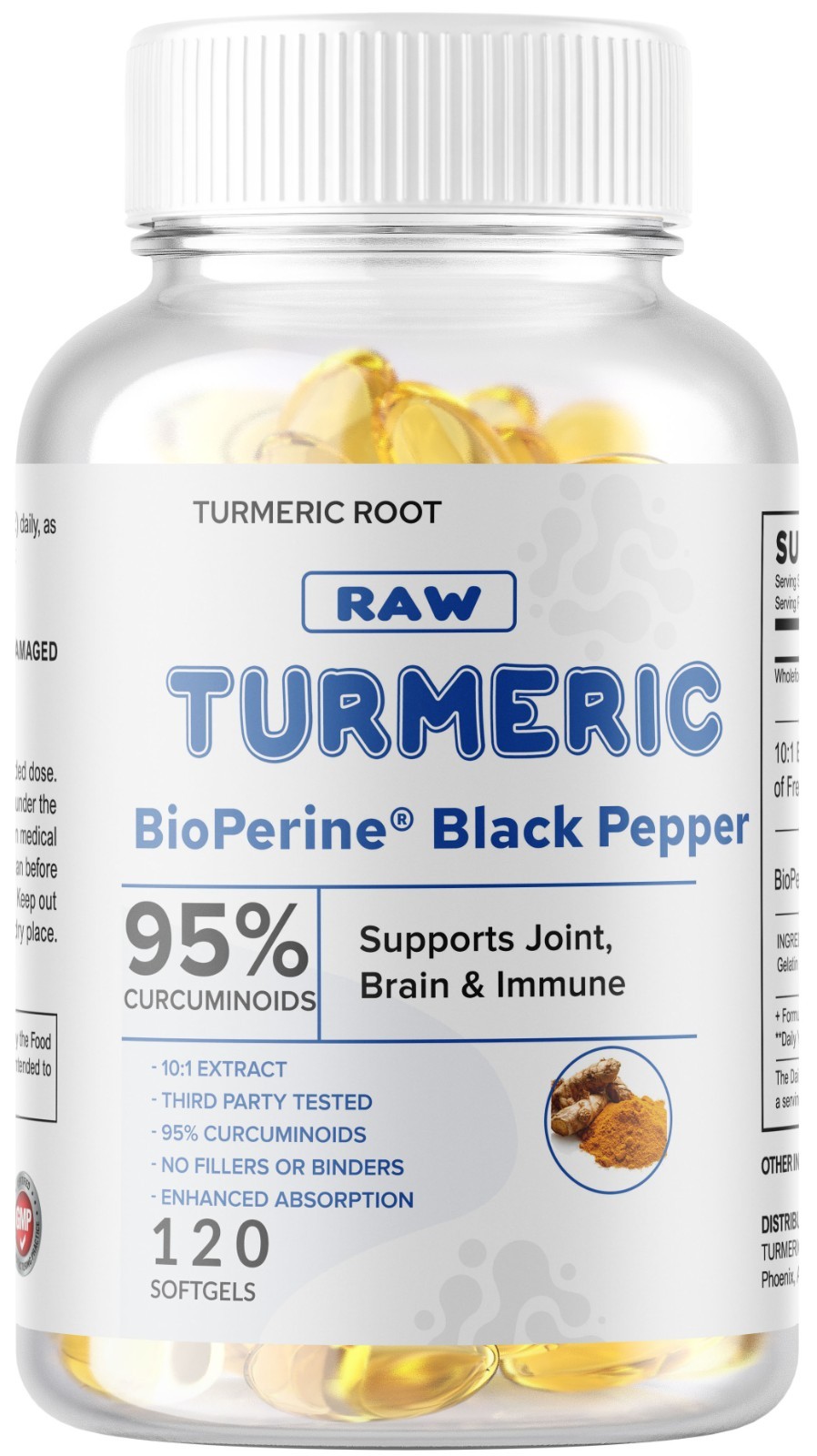 360 Softgel Turmeric Curcumin 5000mg Herbal Extract with BioPerine Root USA