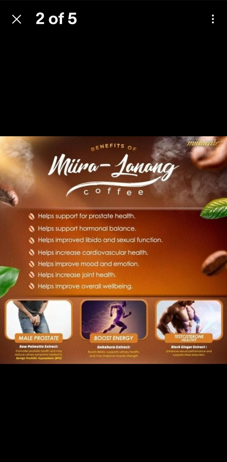 Miira Lanang Coffee For Men Supports Strong Sexual Health 1 Box (40 Sachets)