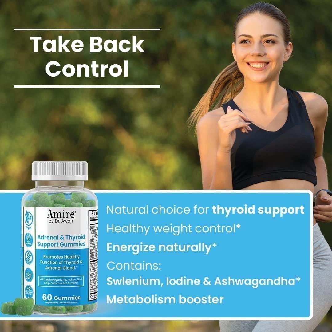 Amire by Dr. Awan Thyroid Support Gummies, Promotes Healthy Function of…