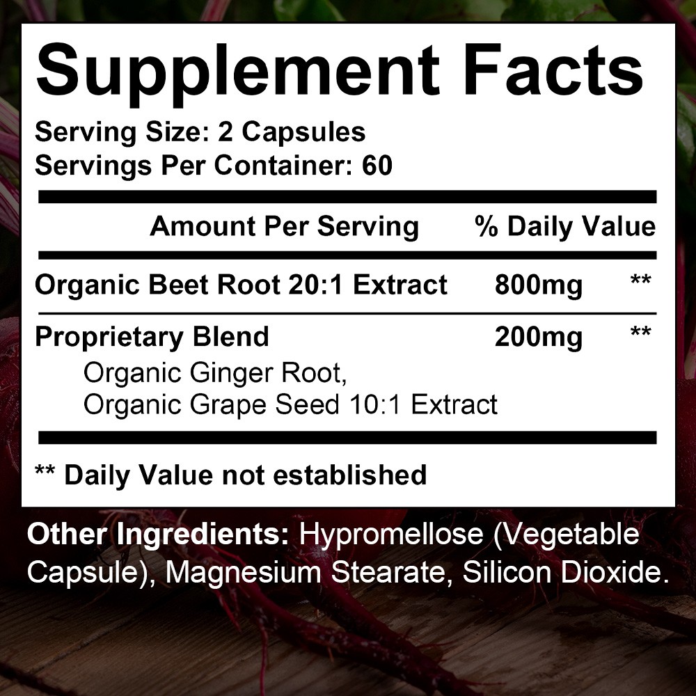 Organic Beet Root Capsules-Supports Circulation, Heart Health&Energy 30~120 Caps