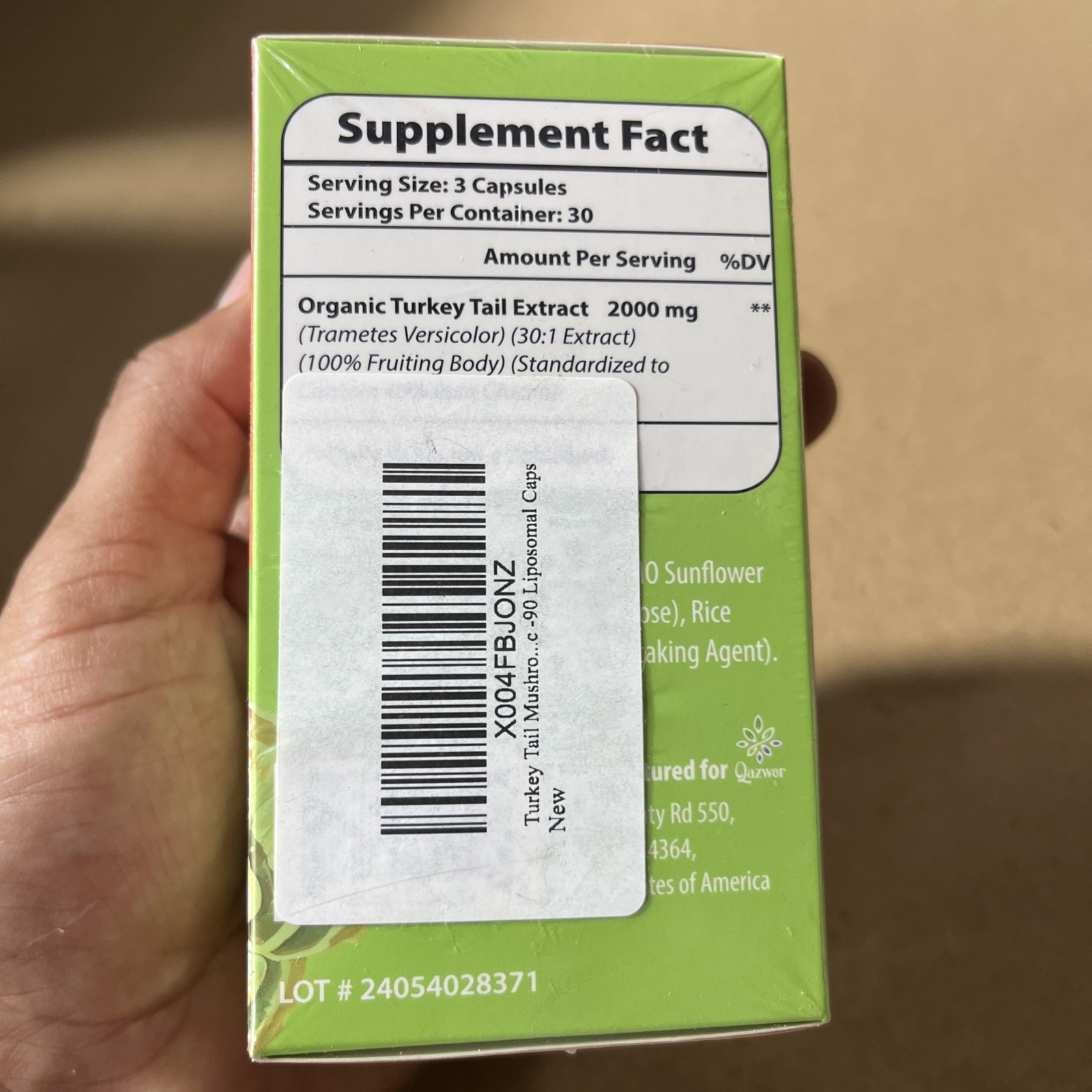 Qazwer Liposomal Turkey Tail Mushroom 90 Capsules 2000 mg Jun27