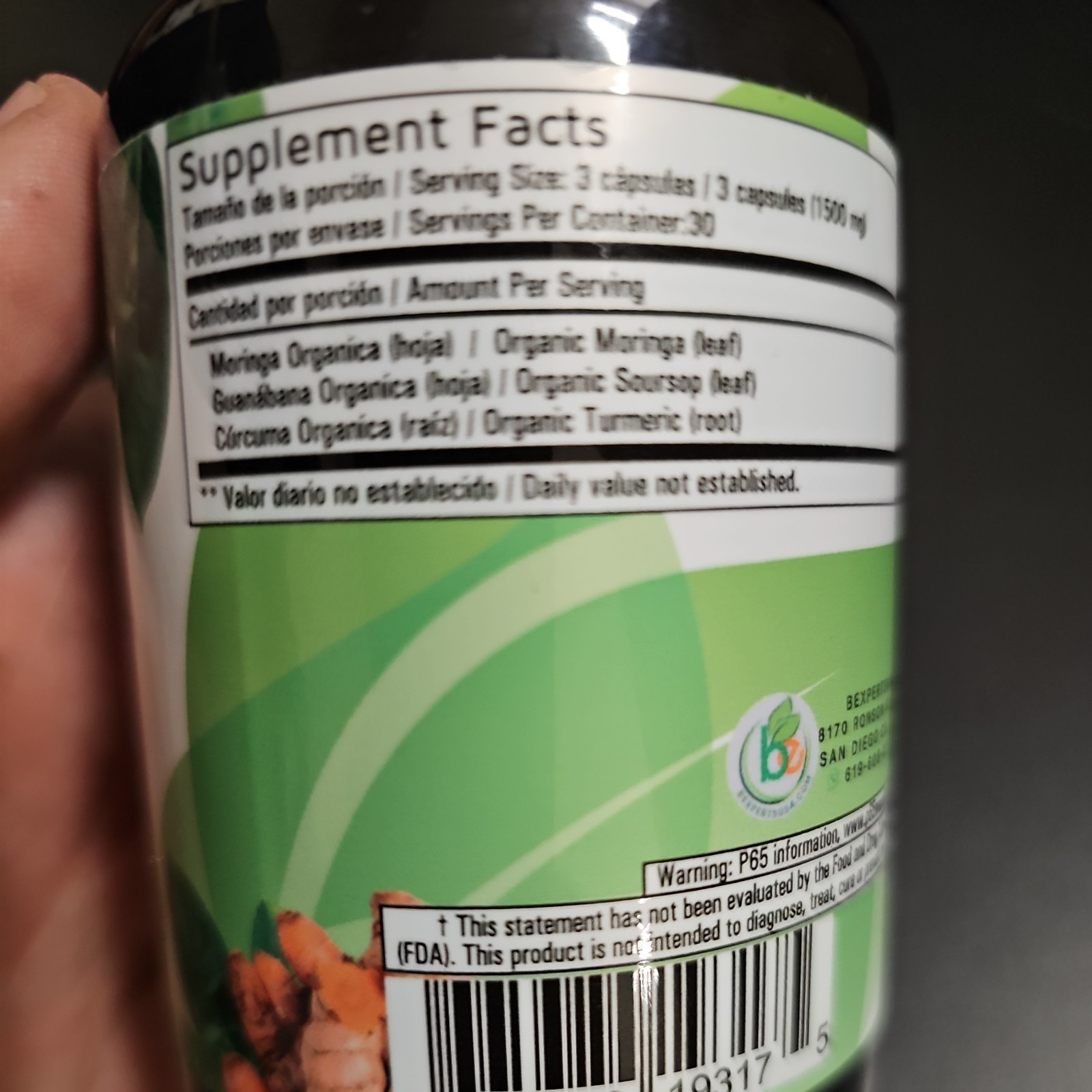 be Tu Salud Moringa Guanabana y Curcuma, 90 Capsula
