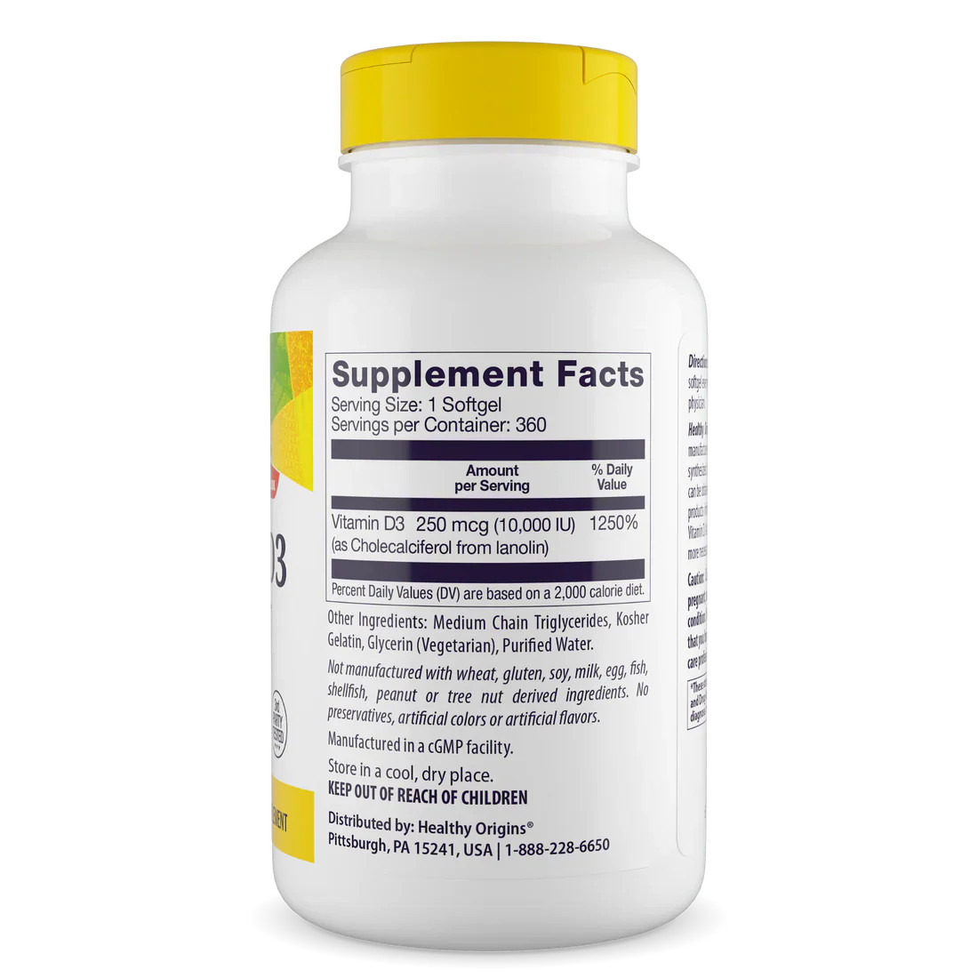 Healthy Origins Vitamin D3 10,000 IU (250 mcg) | 360 Softgels