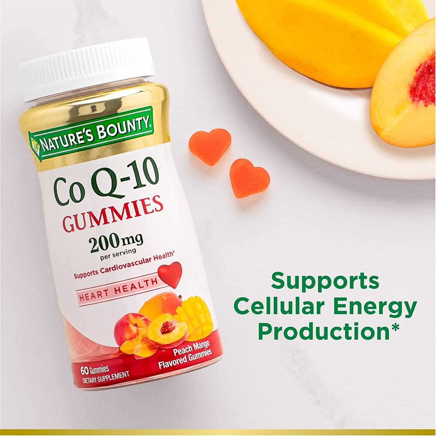 2 Pack CoQ10 Coenzyme 200mg 120 Gummies (2×60) Heart Health, Peach Mango 6/2025