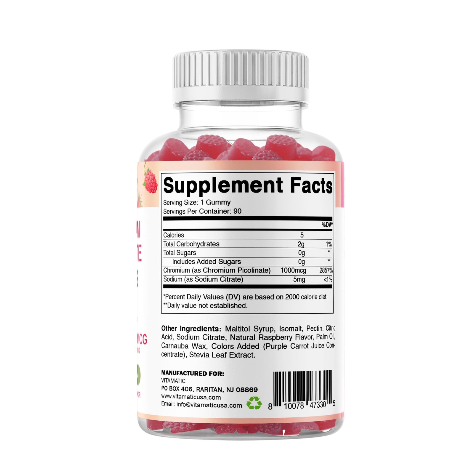Vitamatic Chromium Picolinate 1000 mcg – 90 Gummies – 90 Count (Pack of 1)
