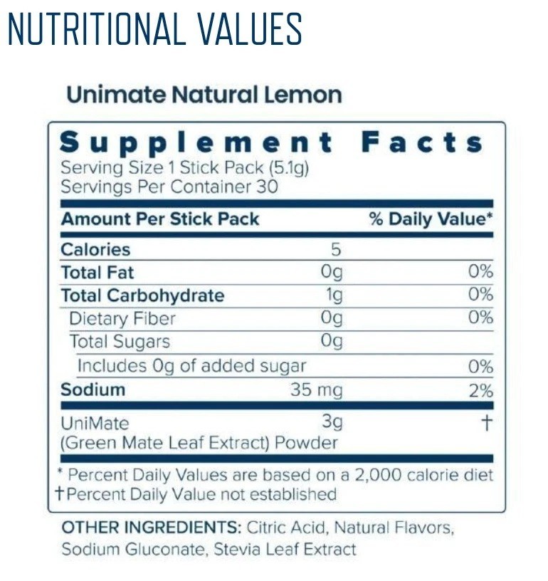 Unicity Unimate Lemon Box of 30 Sachets – Exp 02/2027