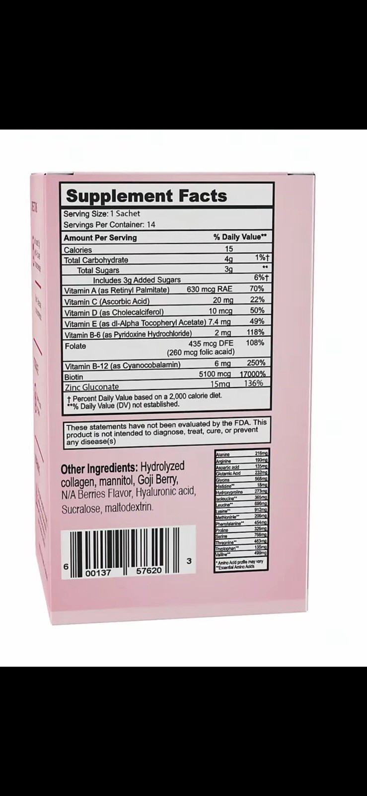 FITSME Collagen Peptides Powder Berry Bliss 14 Sachets 10g Gluten-Free Non-GMO