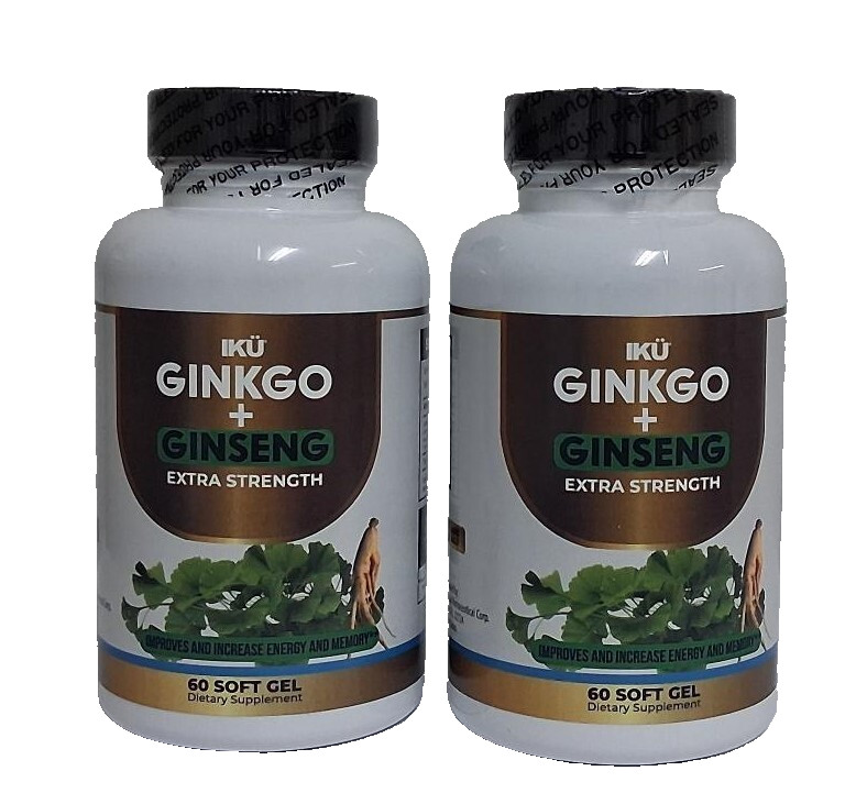 Ginkgo Biloba + Ginseng- Extra Strength -Energy and Memory- 60 Soft gels