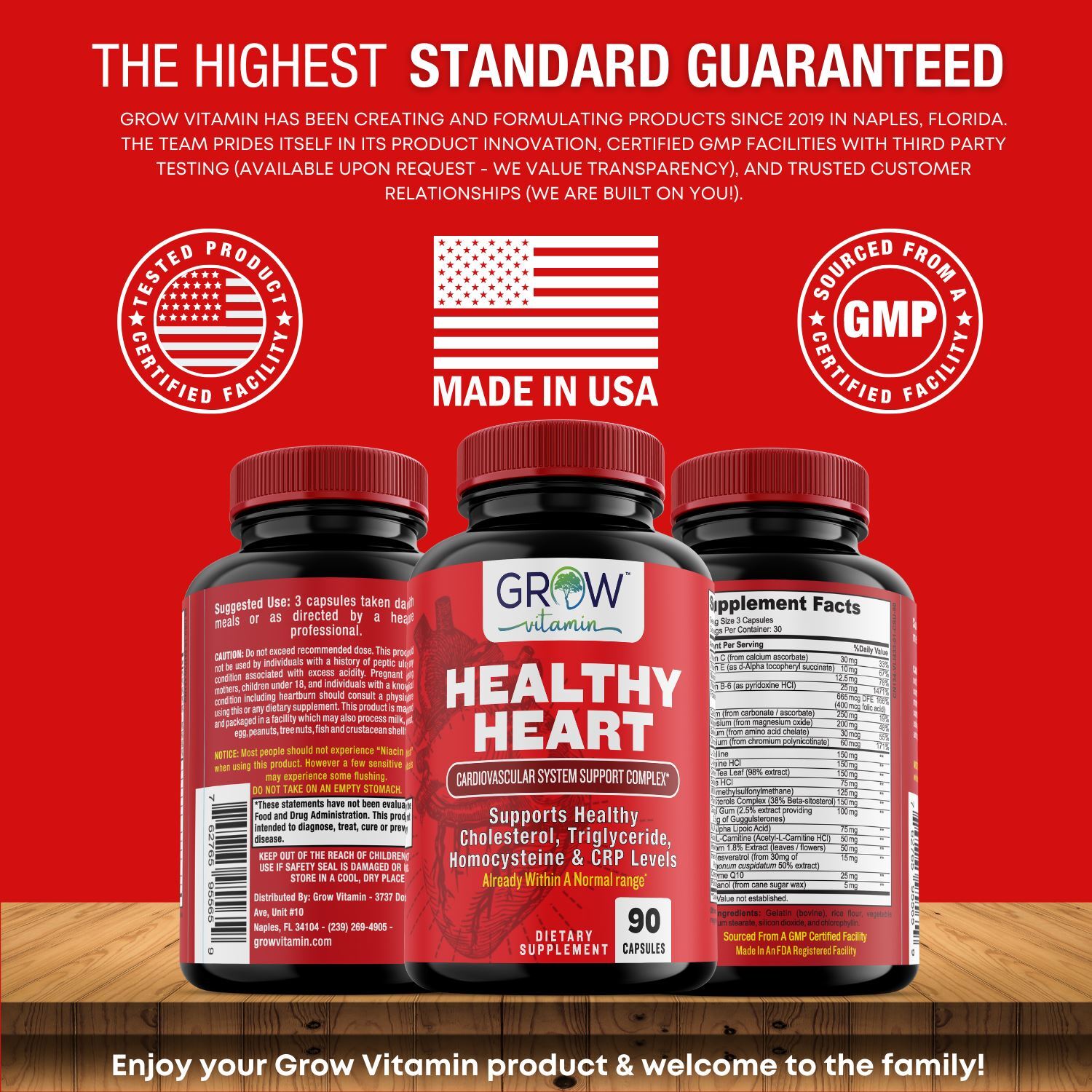 Grow Vitamin Healthy Heart, Cardiovascular Complete Support 3 in 1