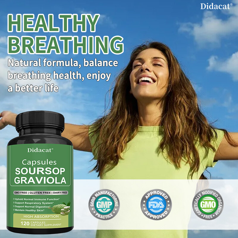 30/60/120 Capsules GRAVIOLA SOURSOP Leaf Extract 1950mg Annona Muricata