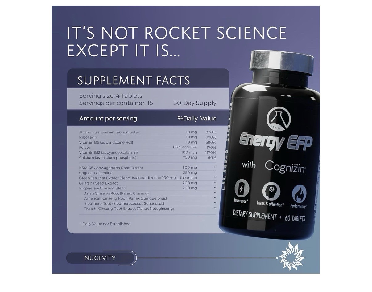 Nugevity Energy EFP With Cognizin Endurance Focus Attention Performance 60Tablet