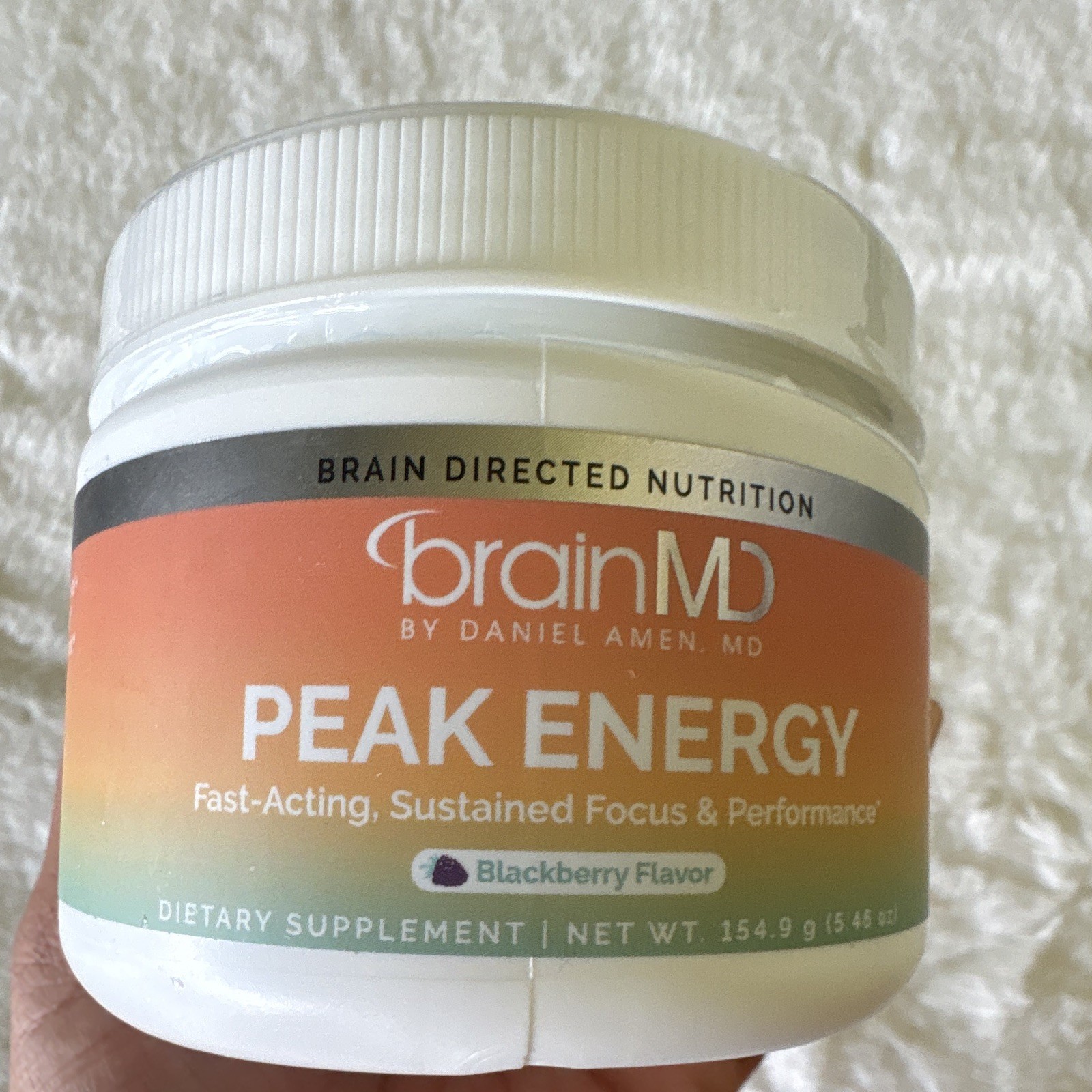 BrainMD Peak Energy Powder Dietary Supplement Energy Support Blackberry 154.9g
