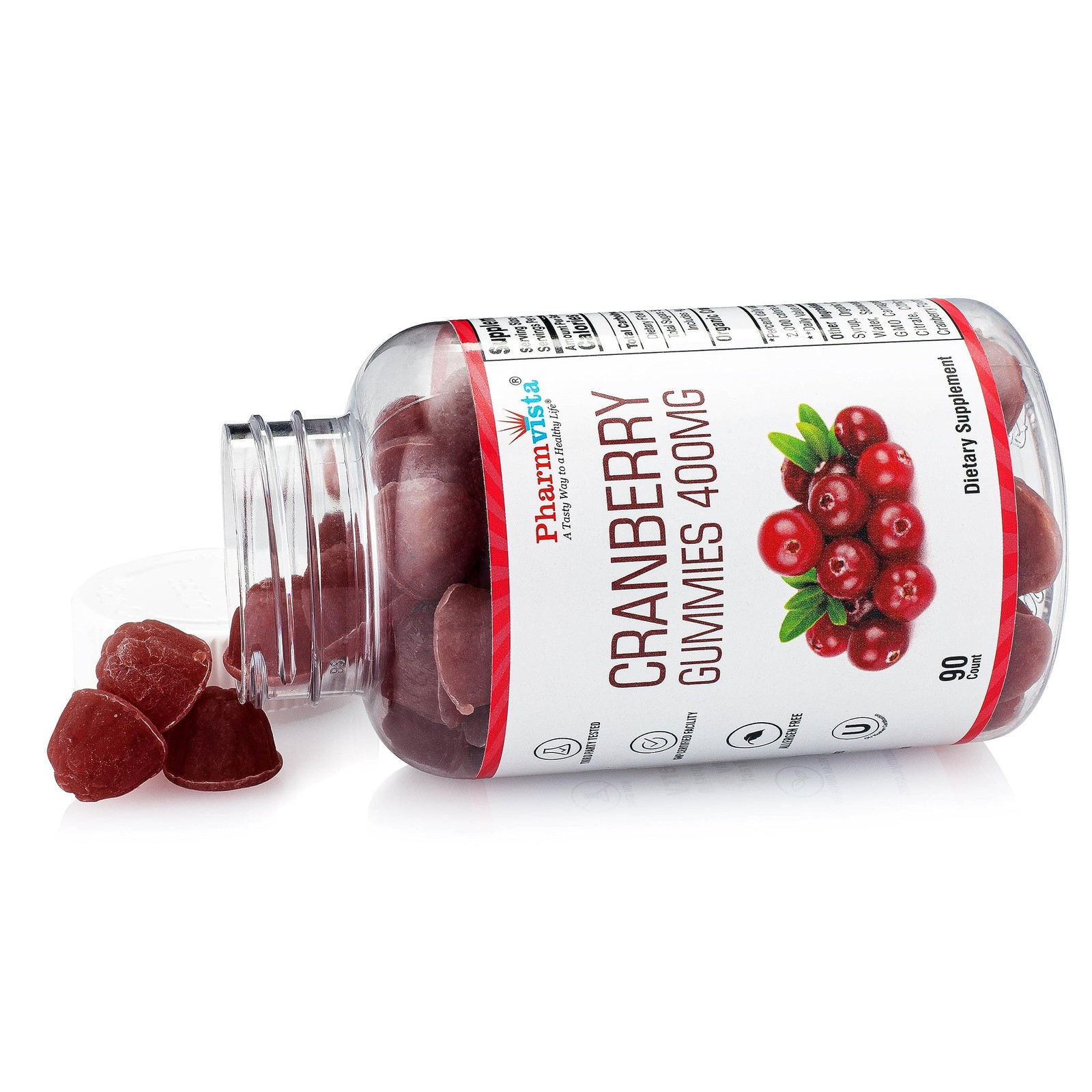 Pharmvista Cranberry Gummies for Kids & Adults 1 Count (Pack of 90), Red