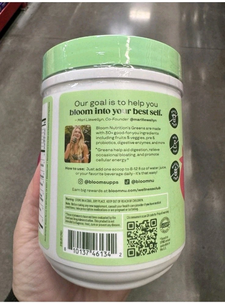 Bloom Greens & Superfoods Powder Strawberry Kiwi 48 Servings Digestive Support