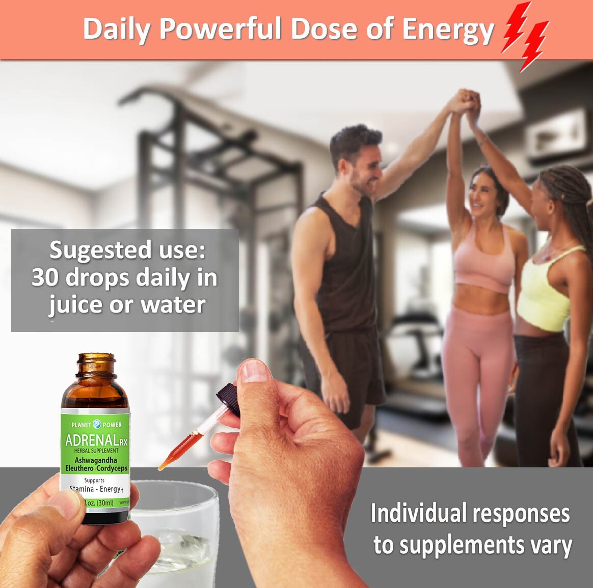 Adrenal Daily Liquid Drops. Supports Wellness & Energy. Supplement with Adaptoge