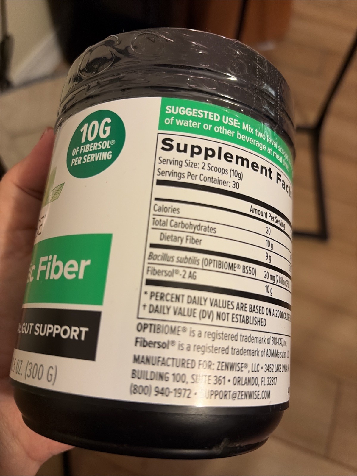 Zenwise Prebiotic Fiber Probiotics Bacillus Flaxseed Powder Digestive 10.5 oz