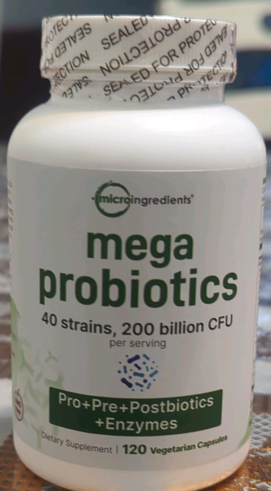 Microingredients Mega Probiotics 200 Billion CFU 40 Strains 120 Veg Caps