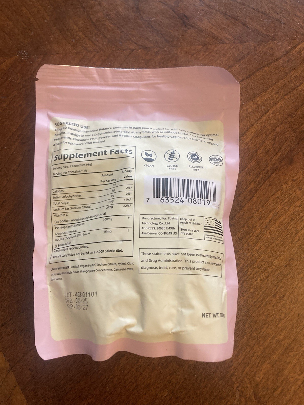 Vital Source Nutrition Premium Feminine Balance Gummies 60ct Pineapple 2/2027