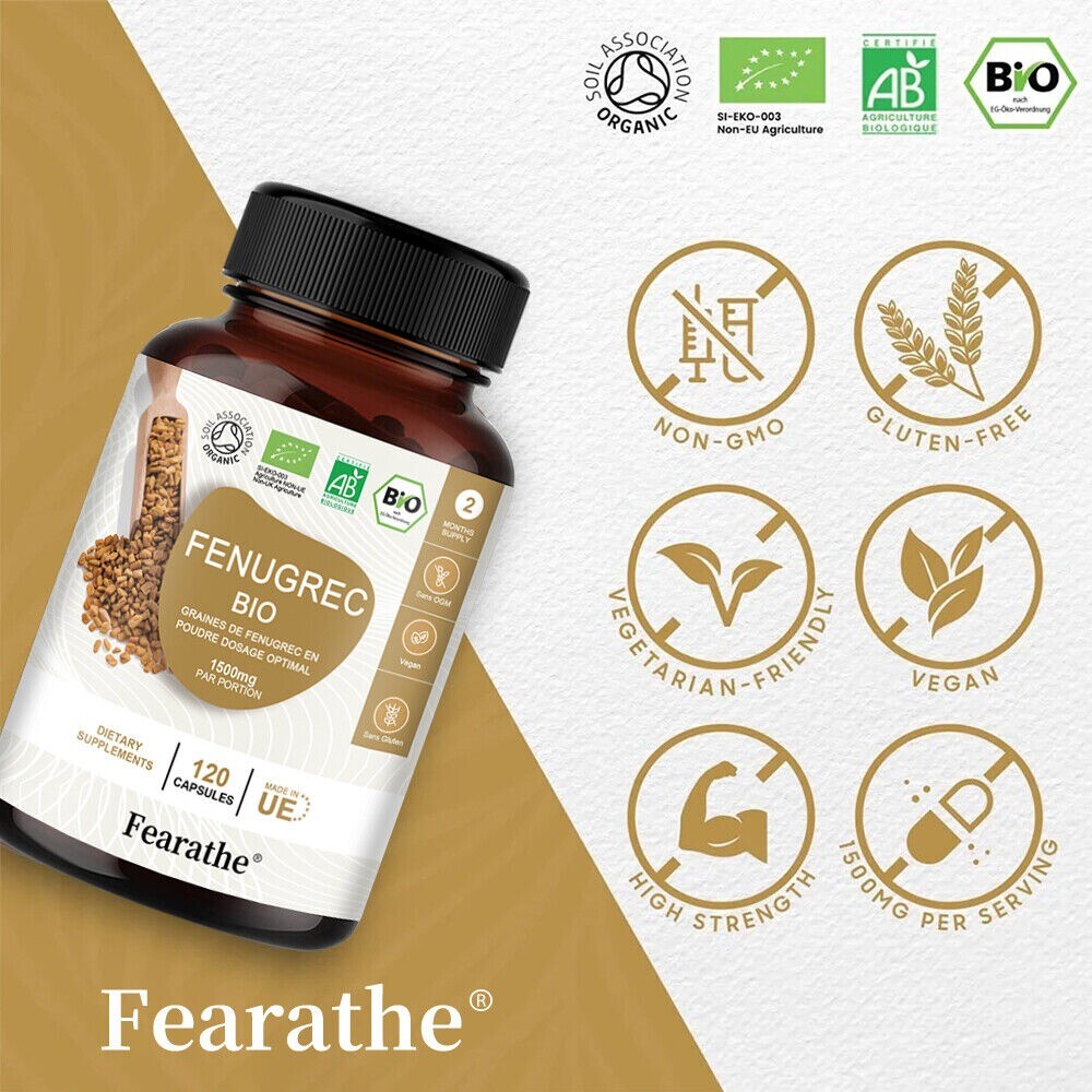 Fenugreek 1500mg Supplement General Wellness 120 Capsules Gluten Free Non GMO