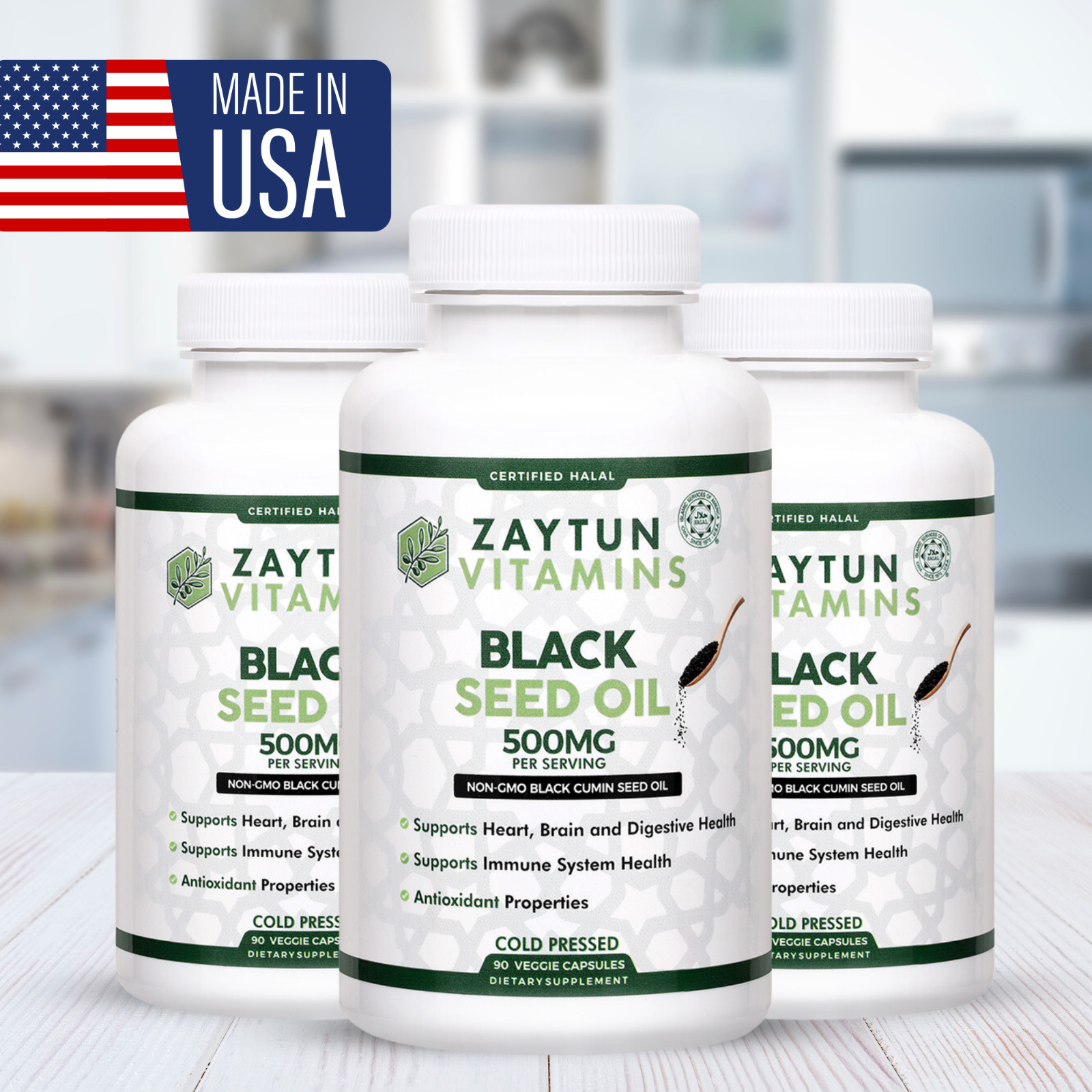 Zaytun Vitamins Halal Black Seed Oil Capsules, Premium Nigella Sativa, 90 Count