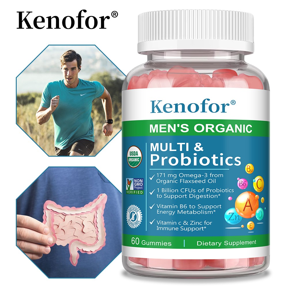Men Multivitamin Gummies with Probiotics Support Digestion,Immunity&Energy 60pcs
