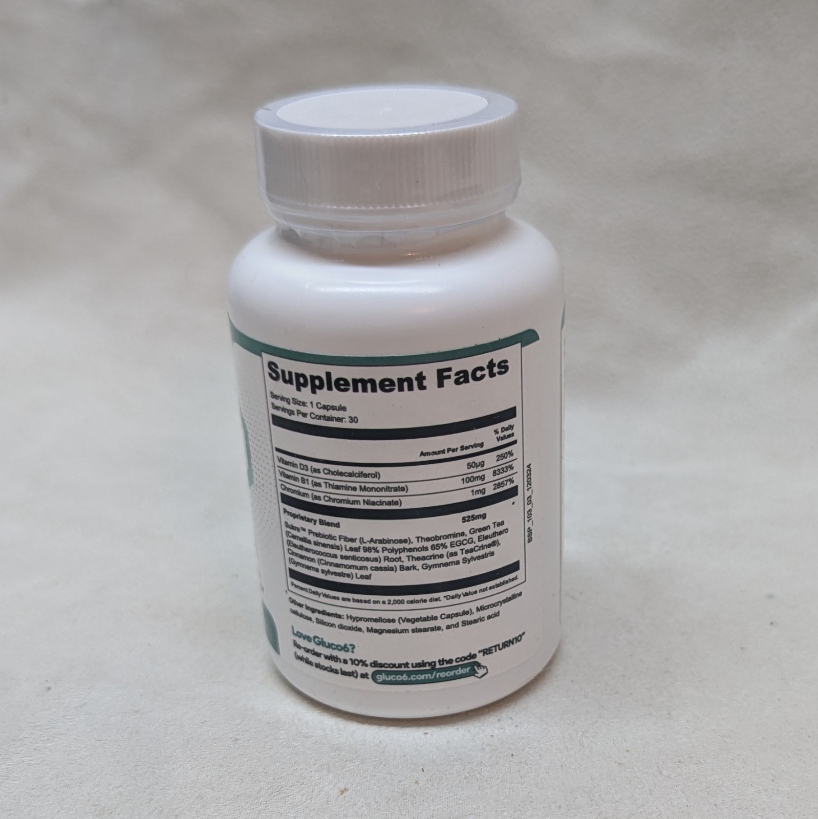 Gluco6 Supplement For Blood Sugar Support – 30 Capsules Exp 8/27