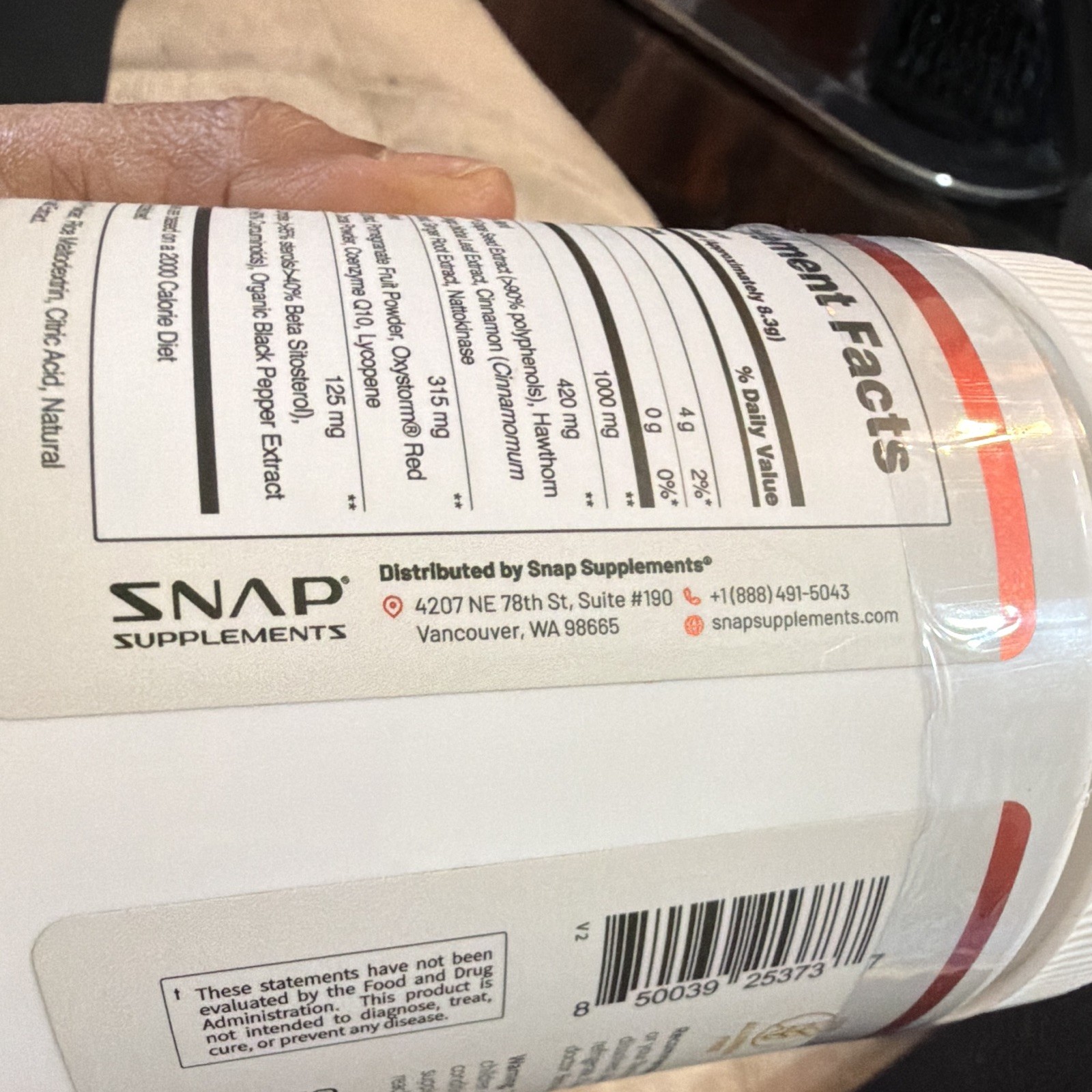 SNAP Supplements Circulation Health Powder 8.8oz Exp 08/2026