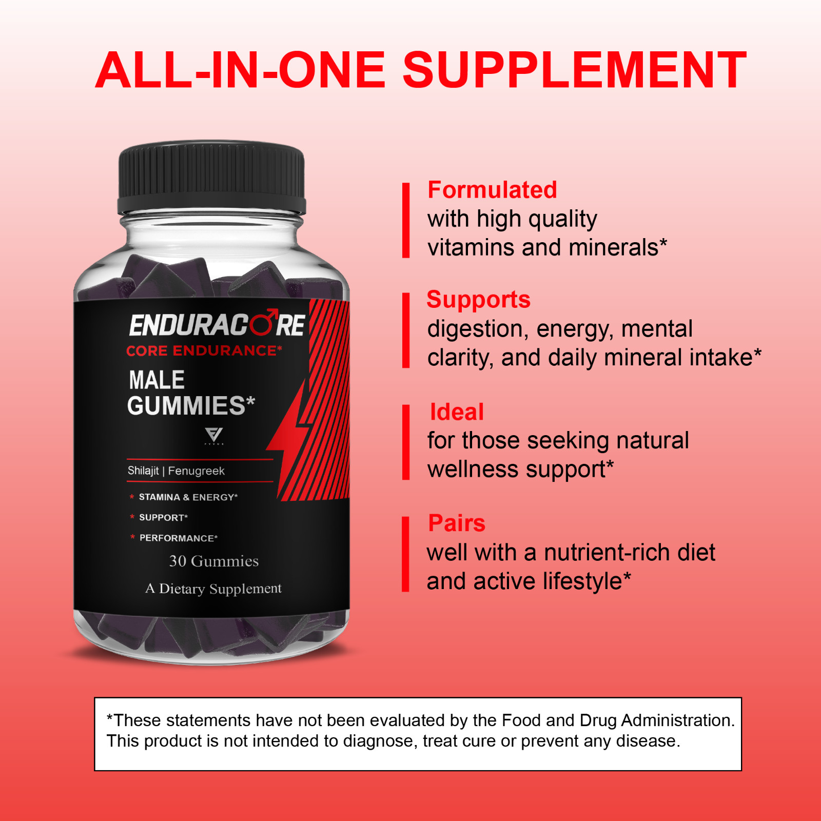 Enduracore Male Gummies, Endura Core Performance (30 Gummies)
