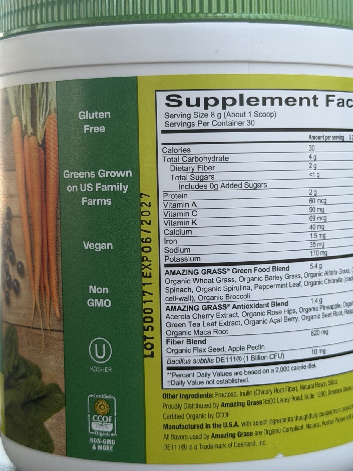 Amazing Grass Greens Blend Superfood The Original Powder 8.5 oz Vegan
