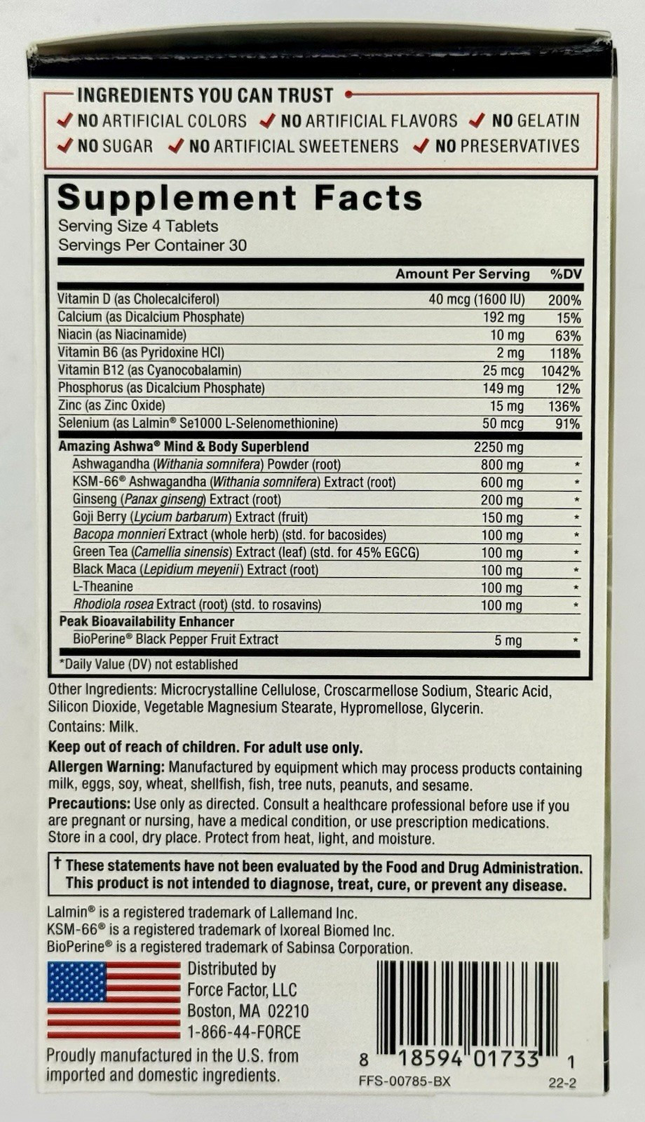 Force Factor Amazing Ashwa Tablets Ashwagandha Supplement for Stress & Anxiety