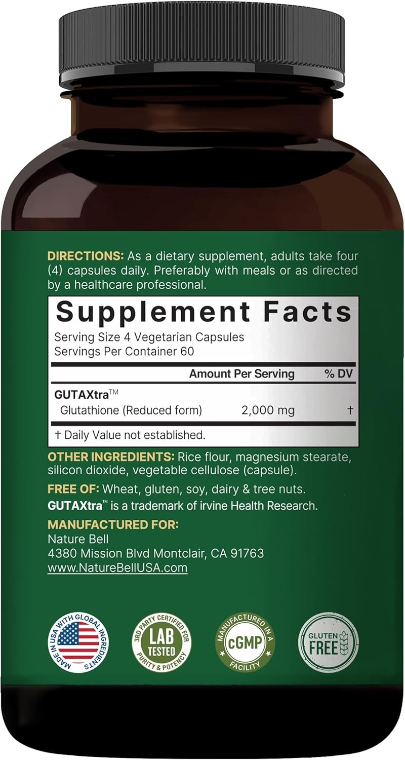 NatureBell Glutathione Supplement 2,000mg Per Serving, 240 Veggie Capsules