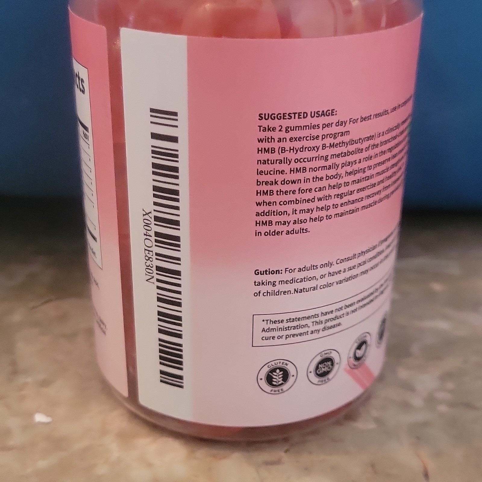 HAOYI HMB Gummies 1,500mg/Serving L-Leucine Honey Peach 90 Count