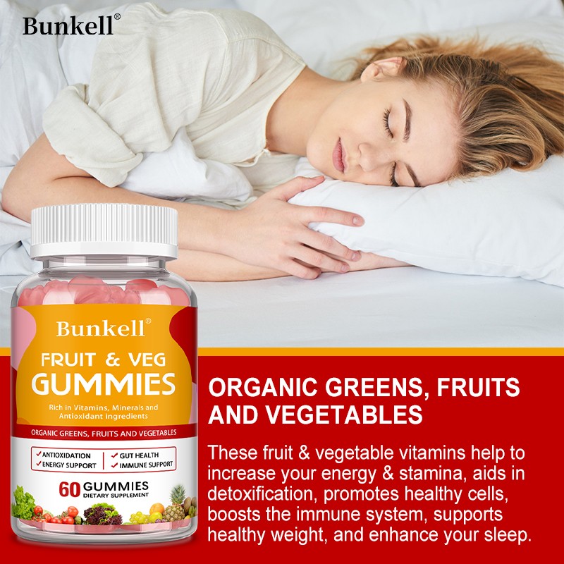 Fruit and Vegetable Gummies-All-Natural Vitamins,Minerals for Full-Body Wellness