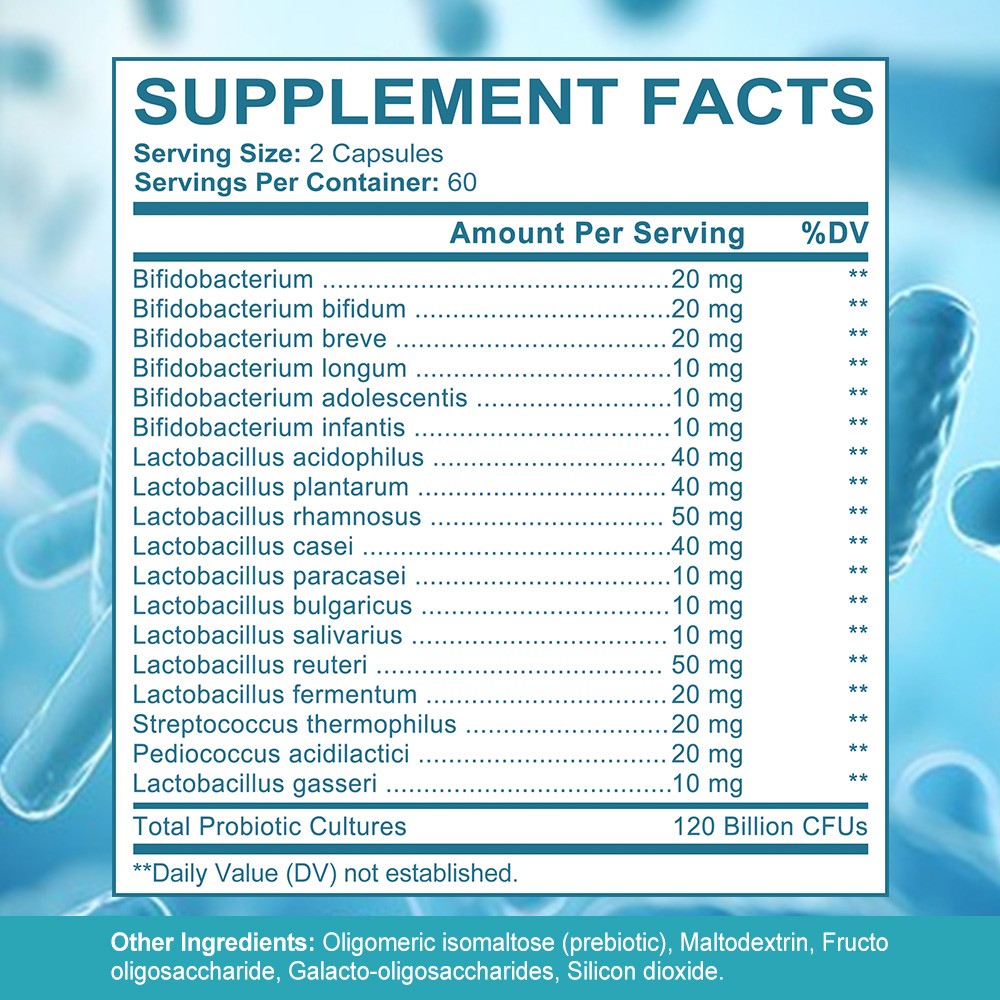 Probiotics 120 Billion CFUs 18 Strains 3 Prebiotics Digestive Enzymes For Unisex