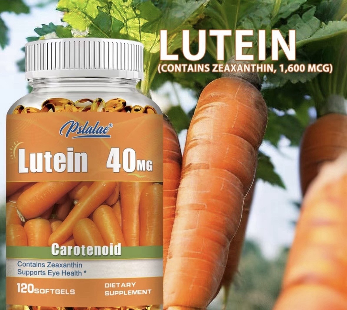 Pslalae Lutein 40mg + Zeaxanthin Softgels 120 Count Eye Health Supplement