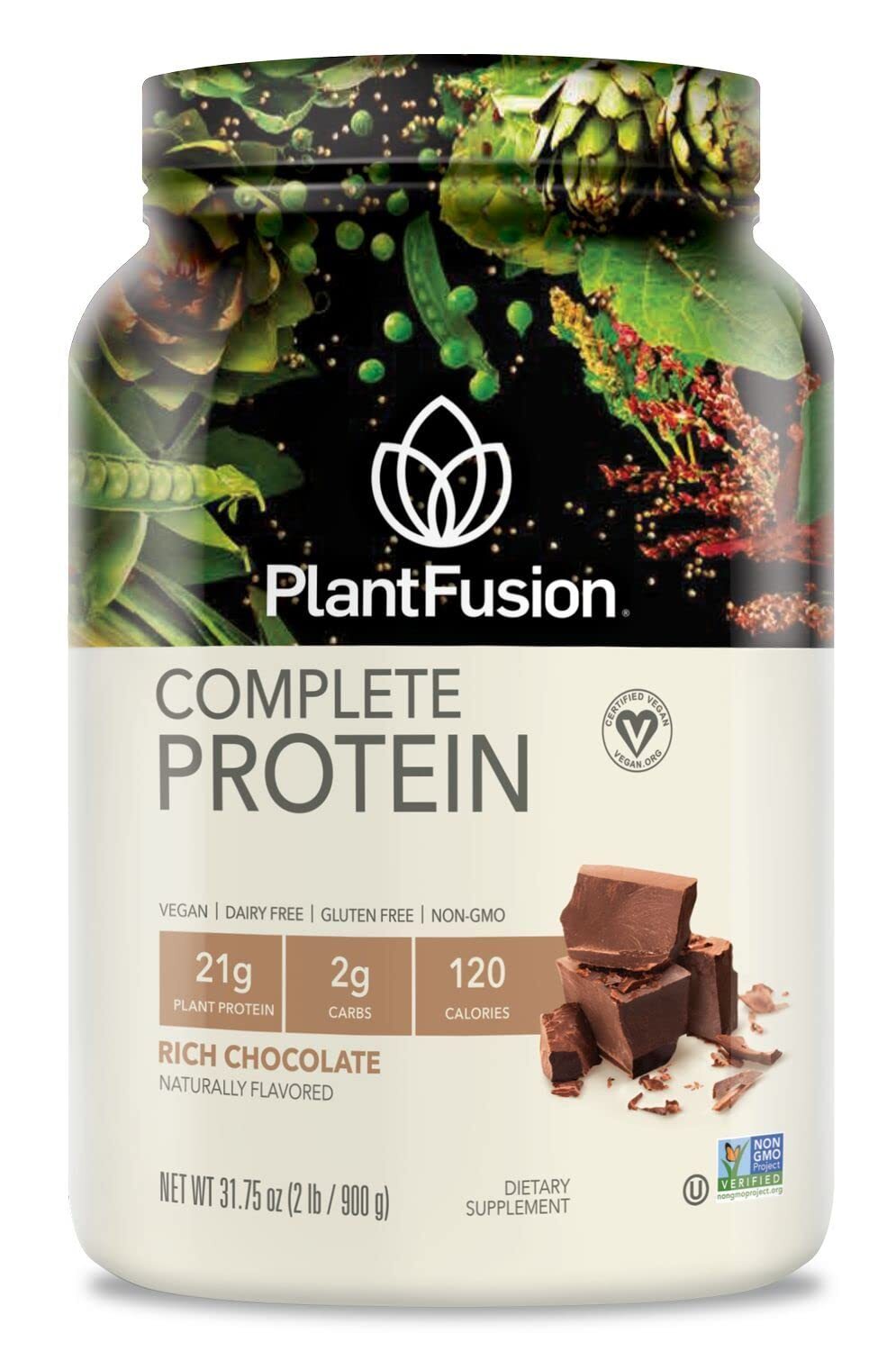 PlantFusion Rich Chocolate Plant Protein Powder 30 Servings Vegan Gluten Free