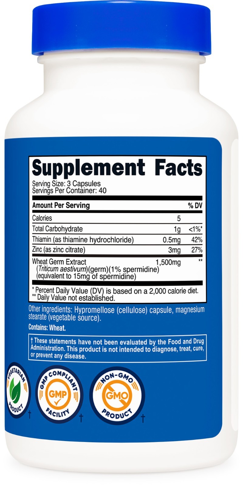 Nutricost Spermidine Wheat Germ Extract Supplement, 1500mg, 120 Capsules