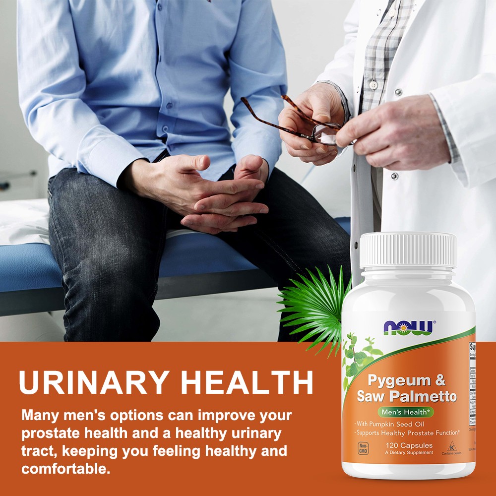 Pygeum Saw Palmetto Supplement with Pumpkin Seed Oil Men’s Health 120 Capsules