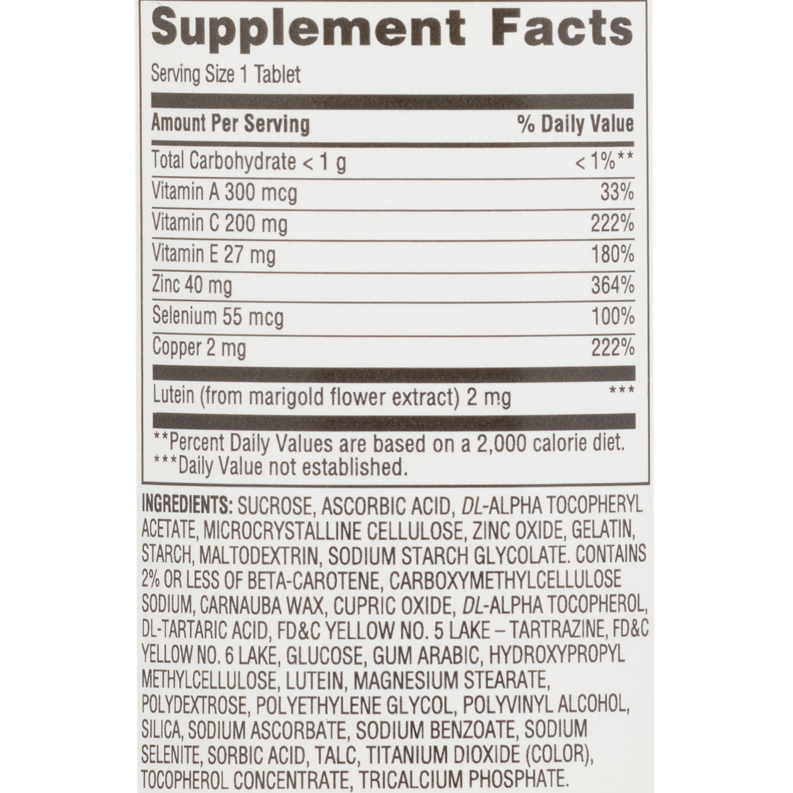 Equate Vision Formula Lutein Dietary Supplement Tablets 120 Count For Eye Health