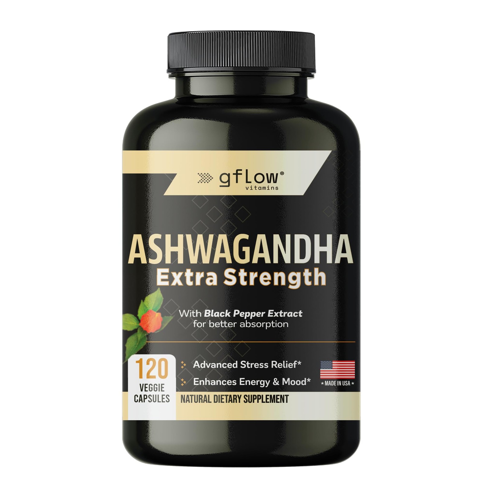 gflow vitamins Ashwagandha Supplements for Women and 120 Count (Pack of 1)